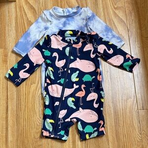 Baby Swimsuits 6-9 months Gap and Simple Joys by Carter's with Animal Design